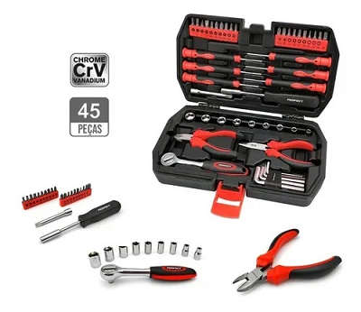 KIT FERRAMENTA - CAIXA FERRAMENTAS 45PCS